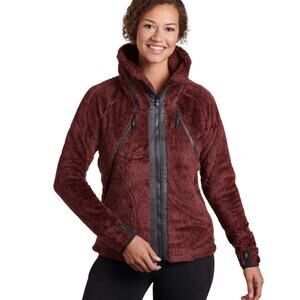 KUHL Women's Flight Jacket Rustic Burgundy Sherpa Fleece Red Size M